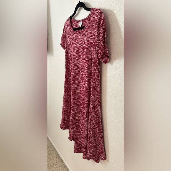 Women's Maroon Short Sleeve High Low T Shirt Dress - Picture 2 of 3